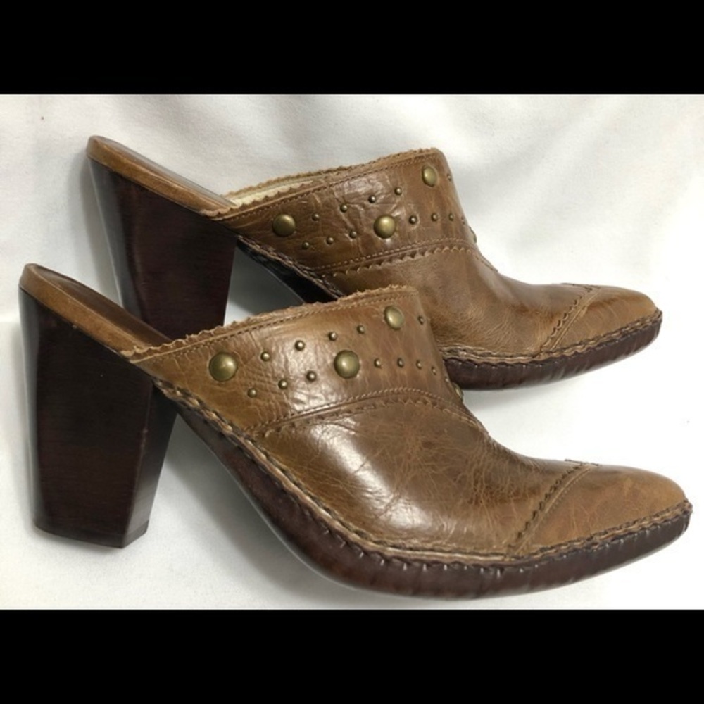 Frye Phoenix Brown Leather Mules gen z